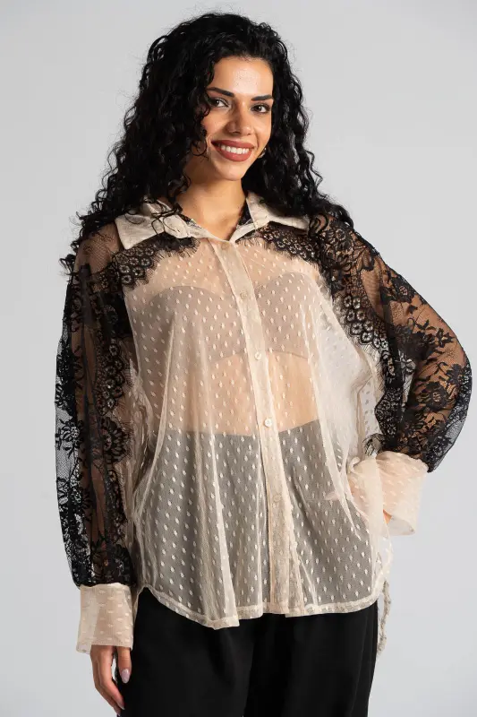 Πουκάμισο Διακοσμητική Δαντέλα Πουά