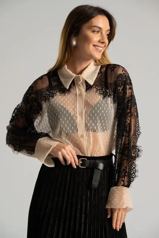 Shirt Decorative Lace Dot