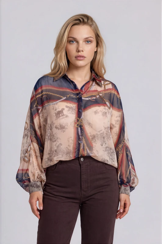 Shirt Printed with Bat Sleeves