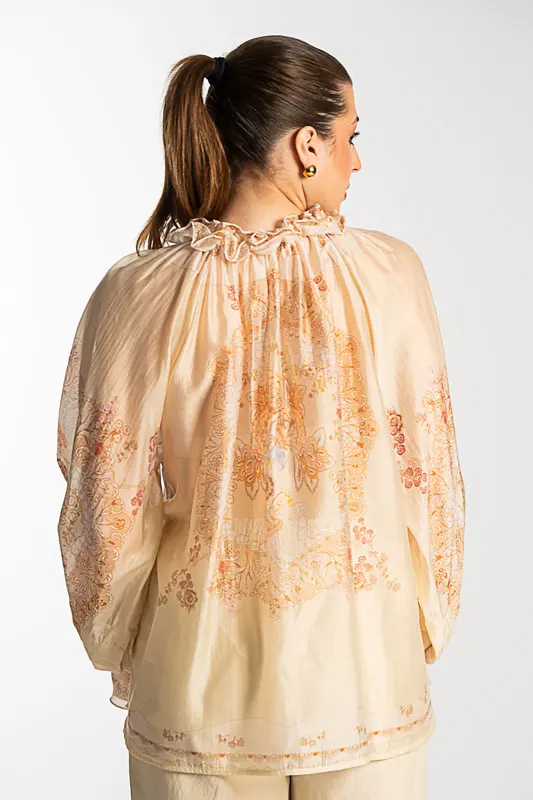 Embroidered Shirt Ruffles Details