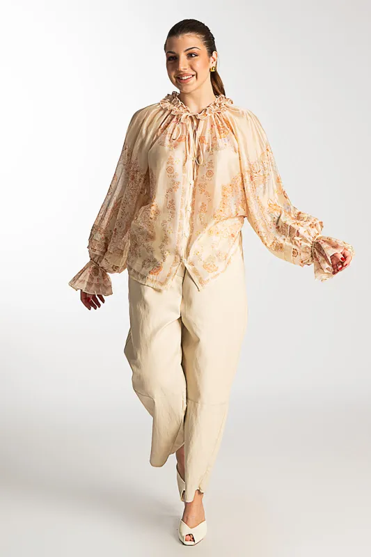 Embroidered Shirt Ruffles Details