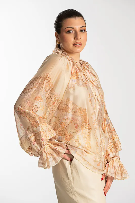 Embroidered Shirt Ruffles Details