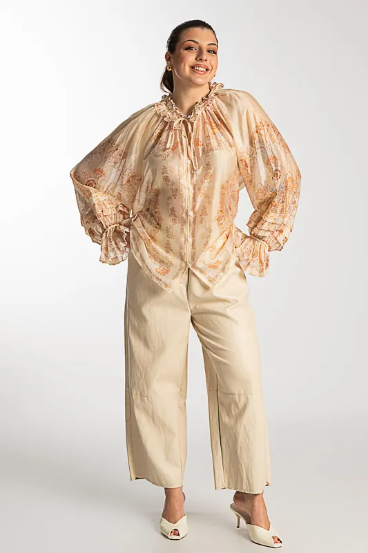 Embroidered Shirt Ruffles Details