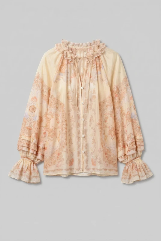 Embroidered Shirt Ruffles Details