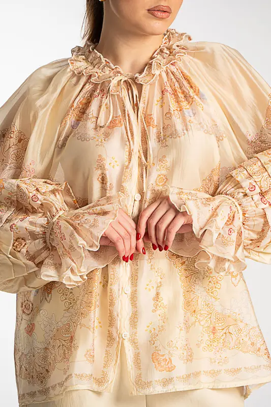 Embroidered Shirt Ruffles Details