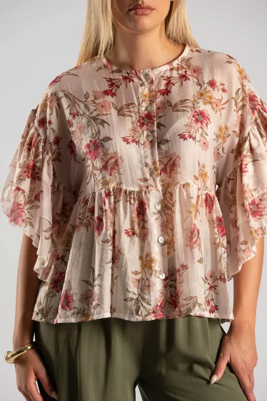 Πουκάμισο Floral Βολάν