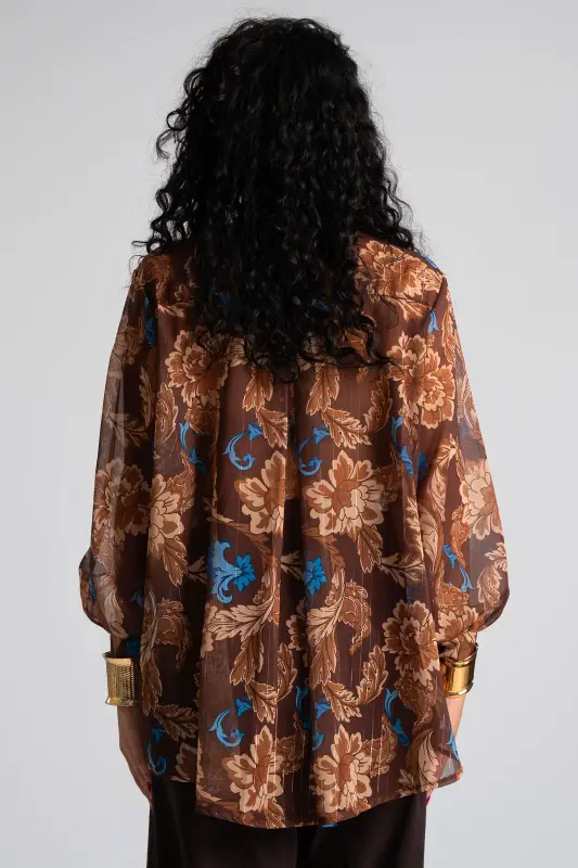 Floral Shirt Gold Thread