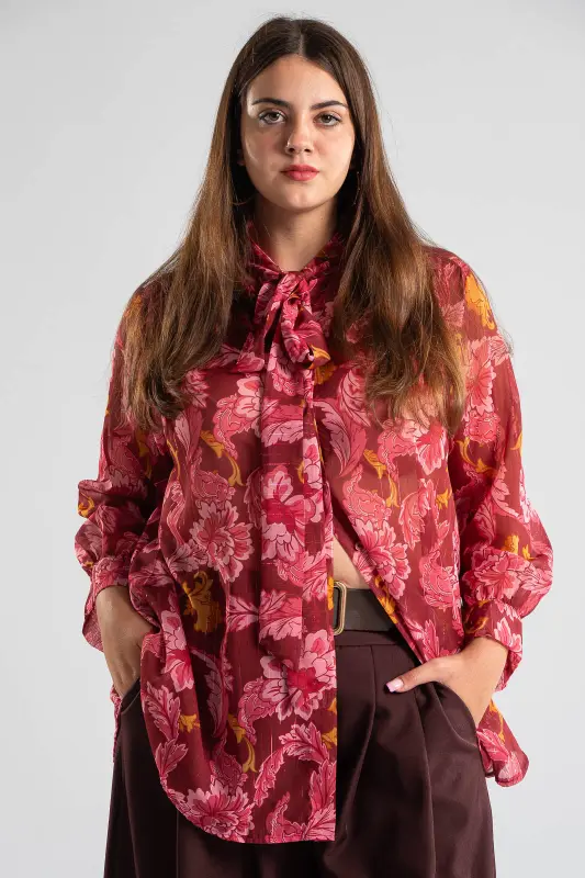 Floral Shirt Gold Thread
