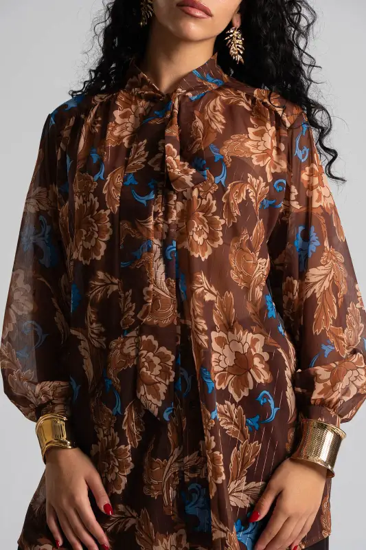 Floral Shirt Gold Thread