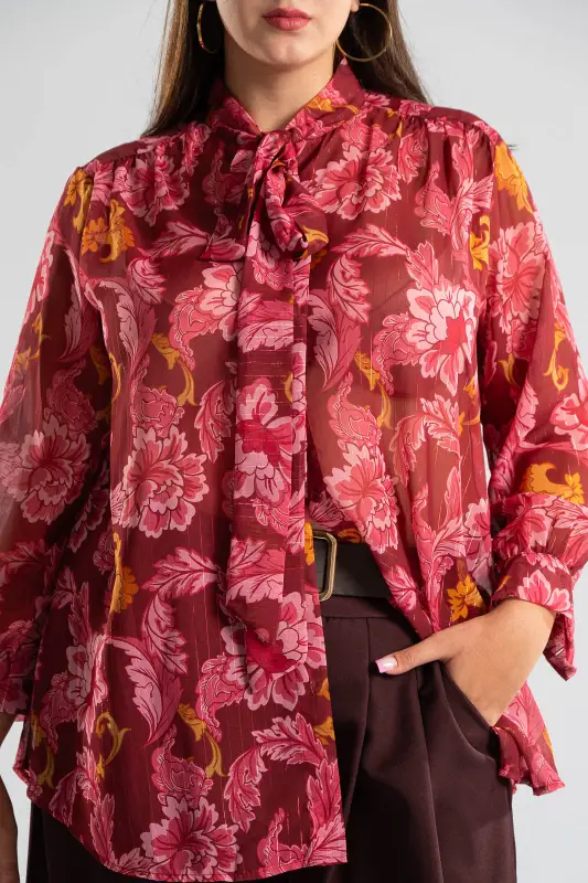 Floral Shirt Gold Thread