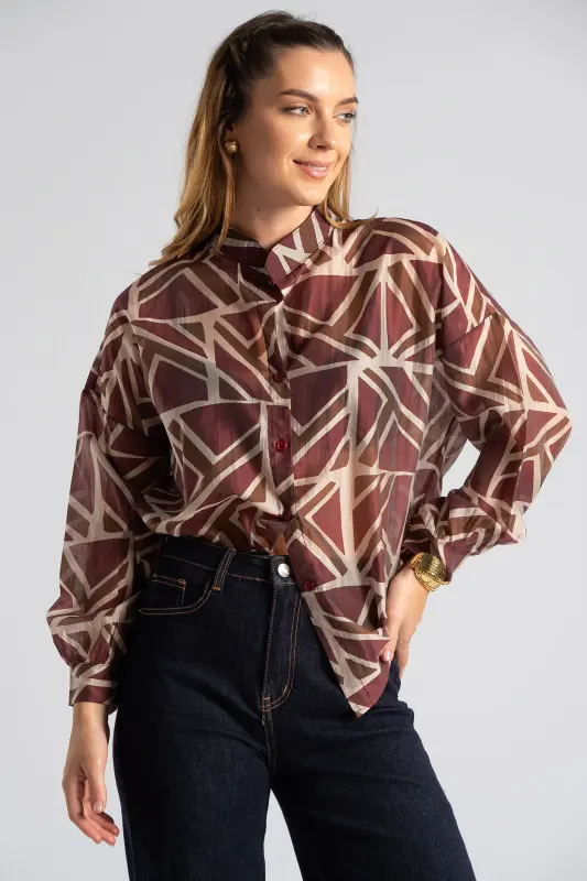 Πουκάμισο Γεωμετρικά Σχέδια Mao