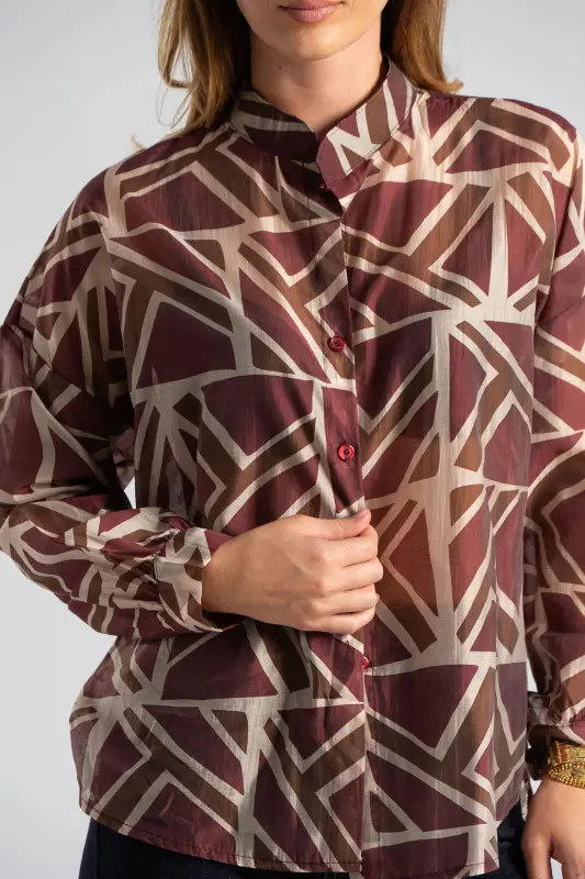 Πουκάμισο Γεωμετρικά Σχέδια Mao