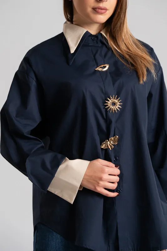 Πουκάμισο Καρφίτσες Χρωματικές Λεπτομέρειες