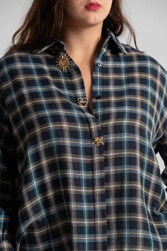 Checked Shirt Decorative Pins