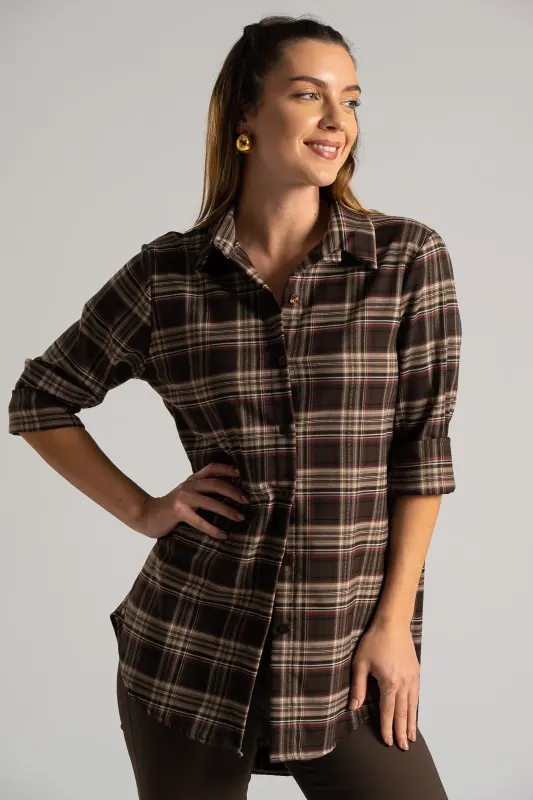 Shirt Checkered Pattern Pleat