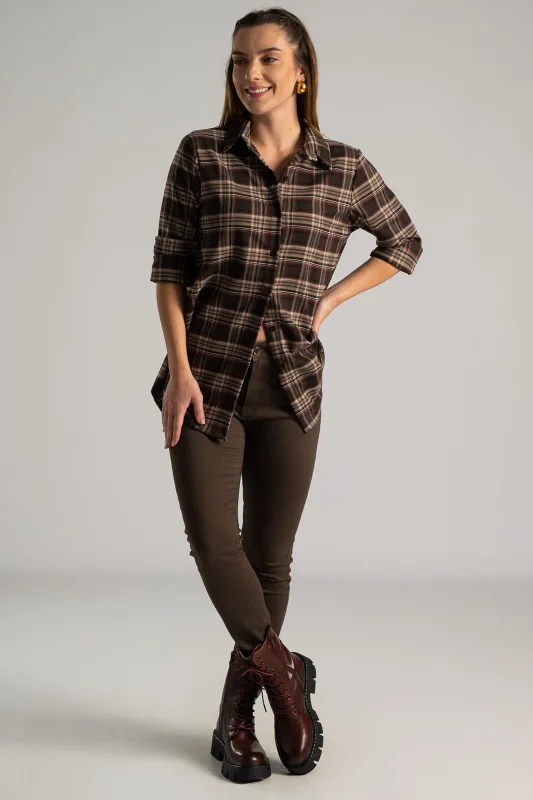 Shirt Checkered Pattern Pleat