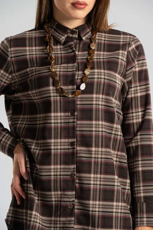 Shirt Checkered Pattern Pleat