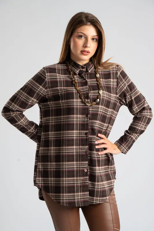 Shirt Checkered Pattern Pleat