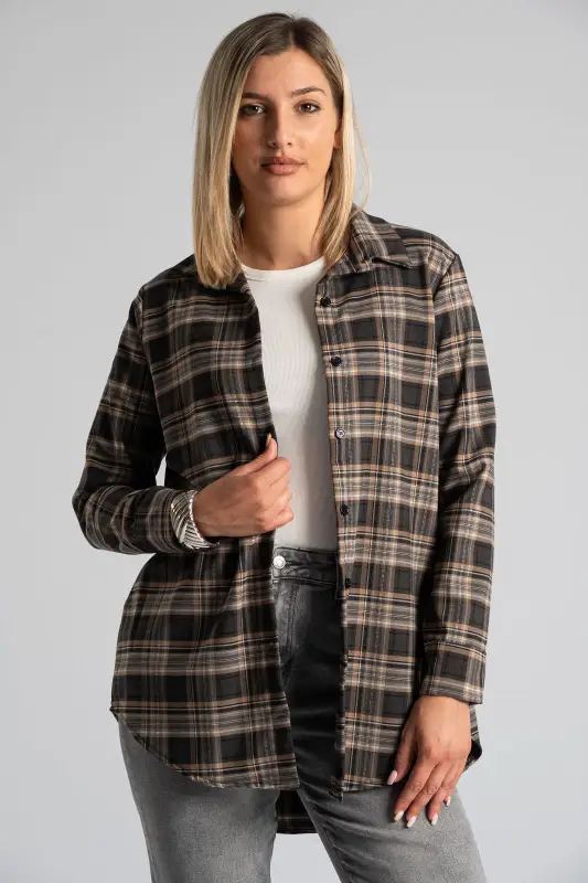 Shirt Checkered Pattern Pleat