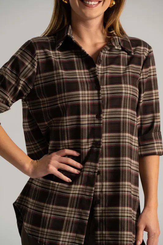 Shirt Checkered Pattern Pleat