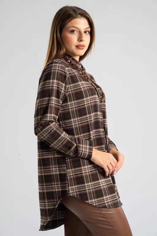 Shirt Checkered Pattern Pleat