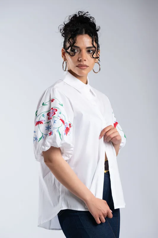 Shirt Emboidery Balloon Sleeves