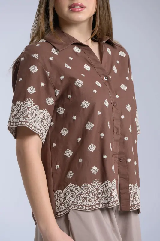 Πουκάμισο Κεντημένες Λεπτομέρειες Elvina