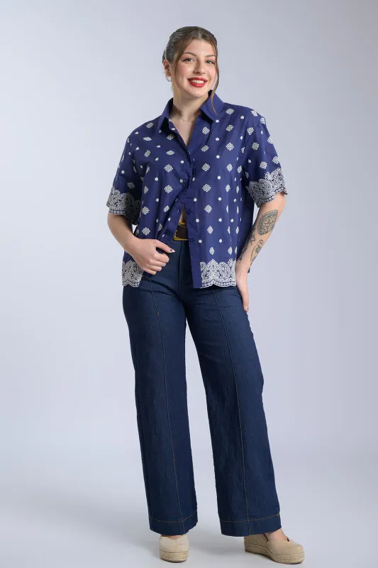 Πουκάμισο Κεντημένες Λεπτομέρειες Elvina