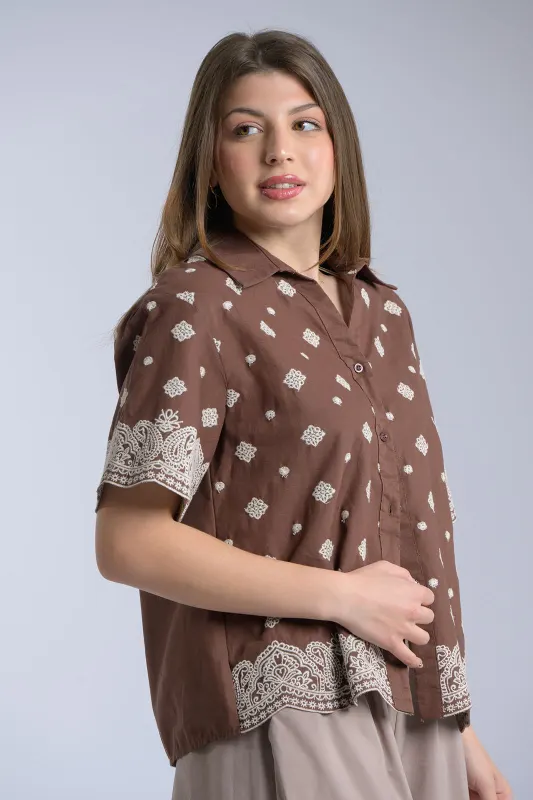 Πουκάμισο Κεντημένες Λεπτομέρειες Elvina