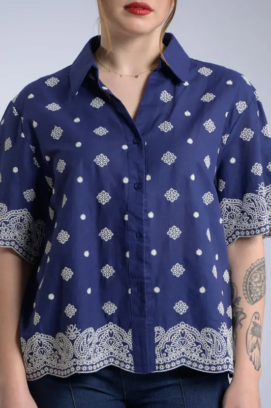 Πουκάμισο Κεντημένες Λεπτομέρειες Elvina