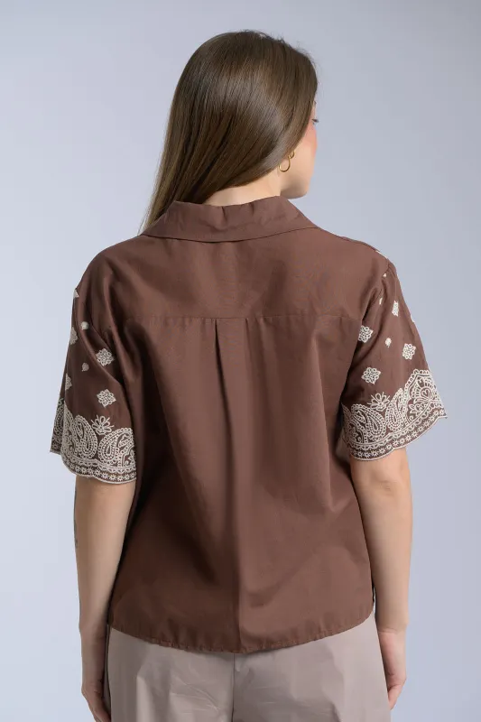 Πουκάμισο Κεντημένες Λεπτομέρειες Elvina