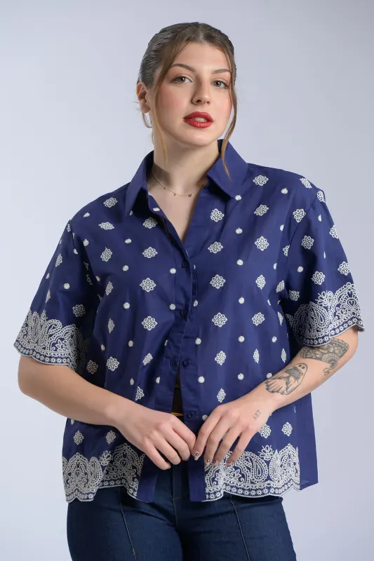 Πουκάμισο Κεντημένες Λεπτομέρειες Elvina