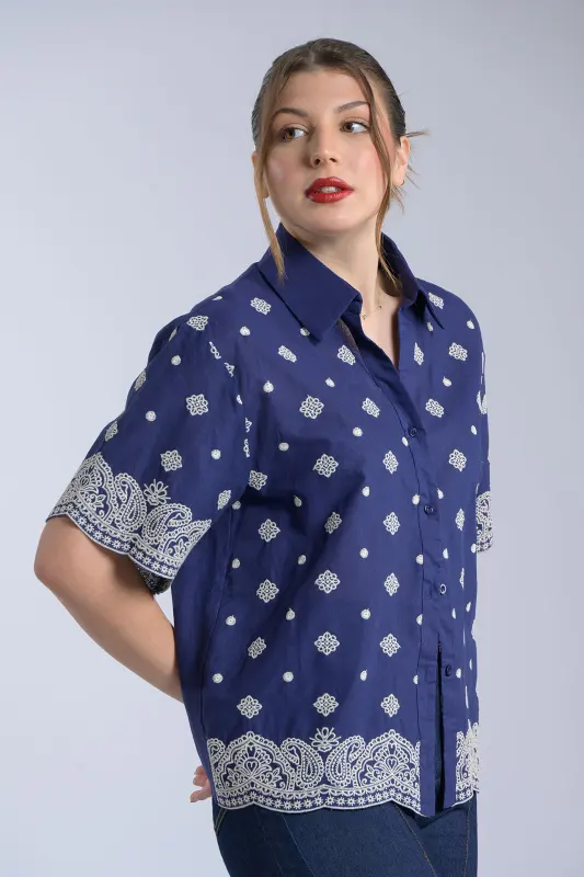 Πουκάμισο Κεντημένες Λεπτομέρειες Elvina