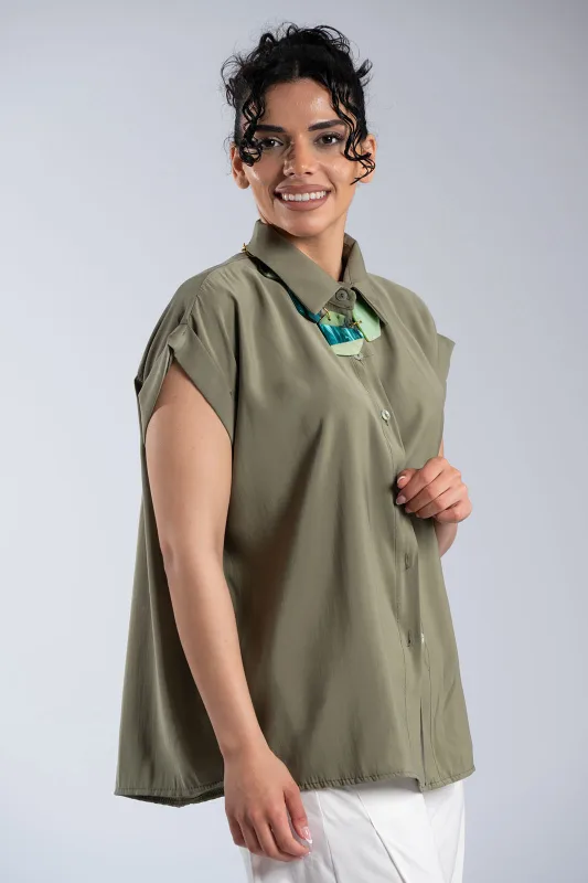 Πουκάμισο Κοντομάνικο Με Γιακά