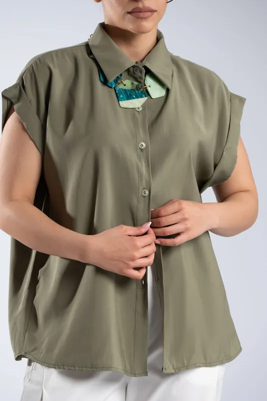 Πουκάμισο Κοντομάνικο Με Γιακά