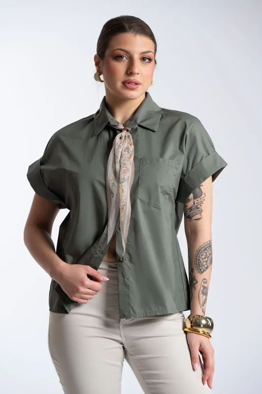 Πουκάμισο Κοντομάνικο  Βαμβακερό Μαντήλι