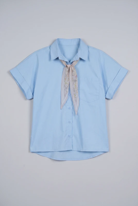 Short-Sleeve Shirt  Cotton Scarf
