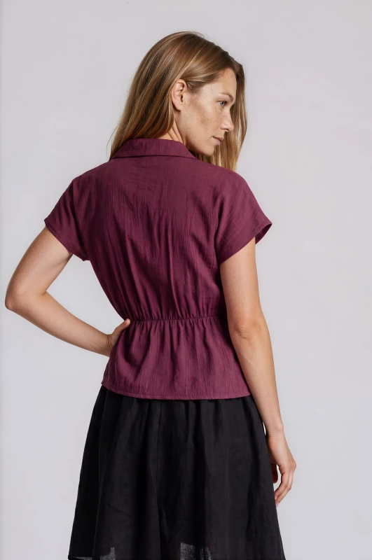 Wrap-around Shirt with Tie Scarf 