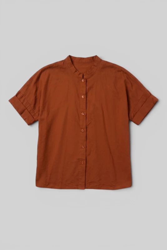 Shirt Mao Neck Short Sleeves 