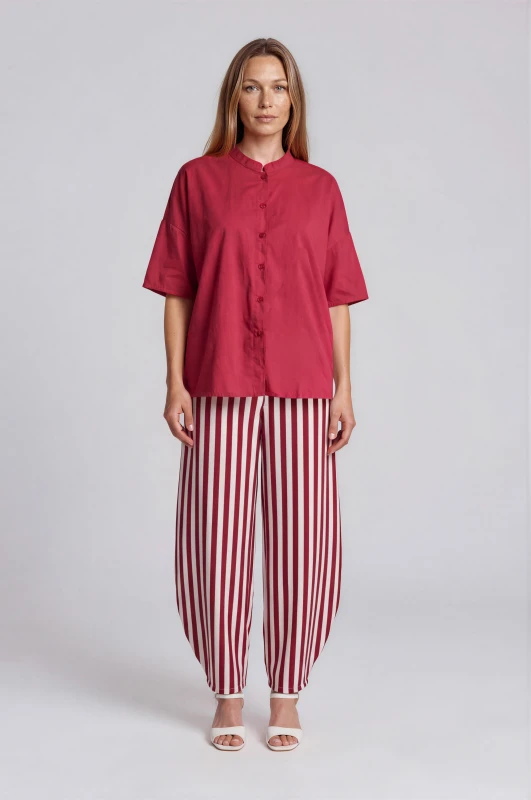 Shirt Mao Neck Short Sleeves 