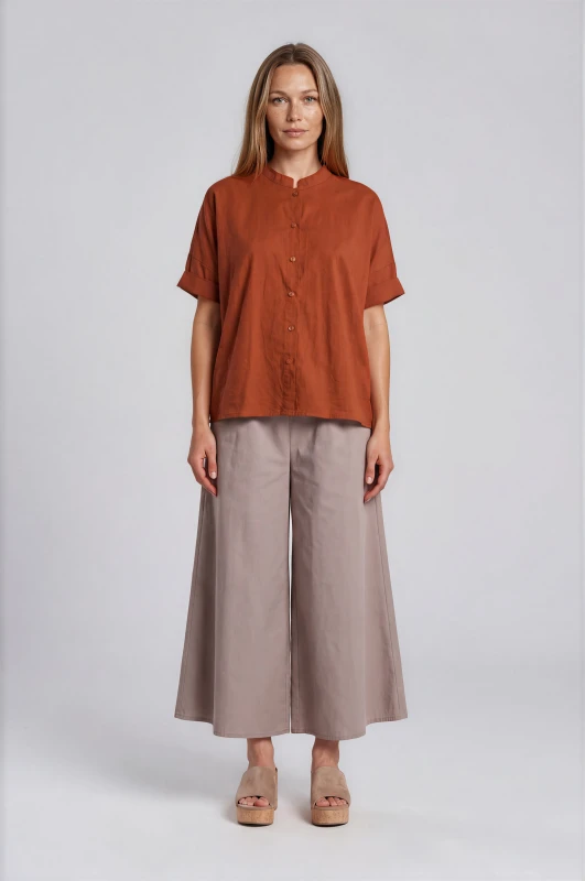 Shirt Mao Neck Short Sleeves 