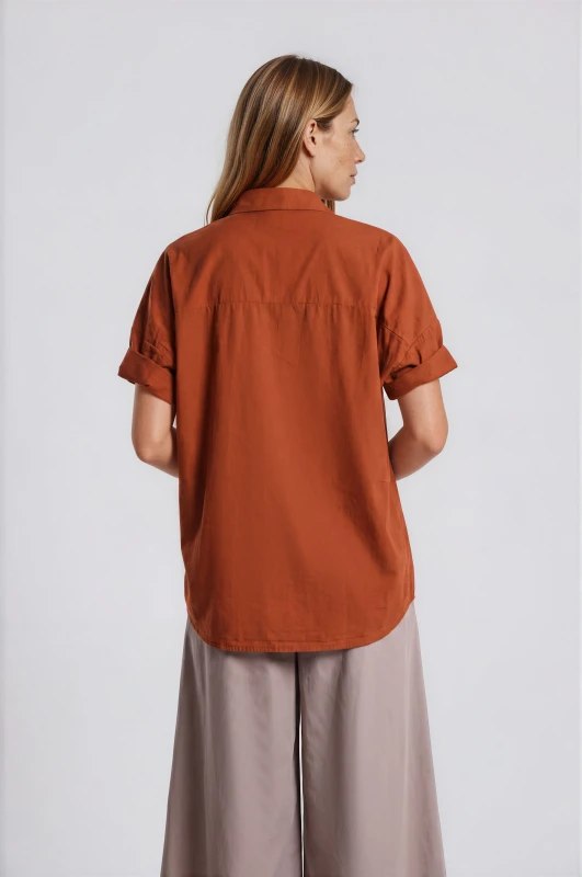 Shirt Mao Neck Short Sleeves 