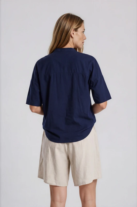 Shirt Mao Neck Short Sleeves 
