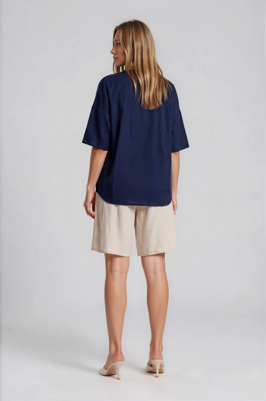 Shirt Mao Neck Short Sleeves 