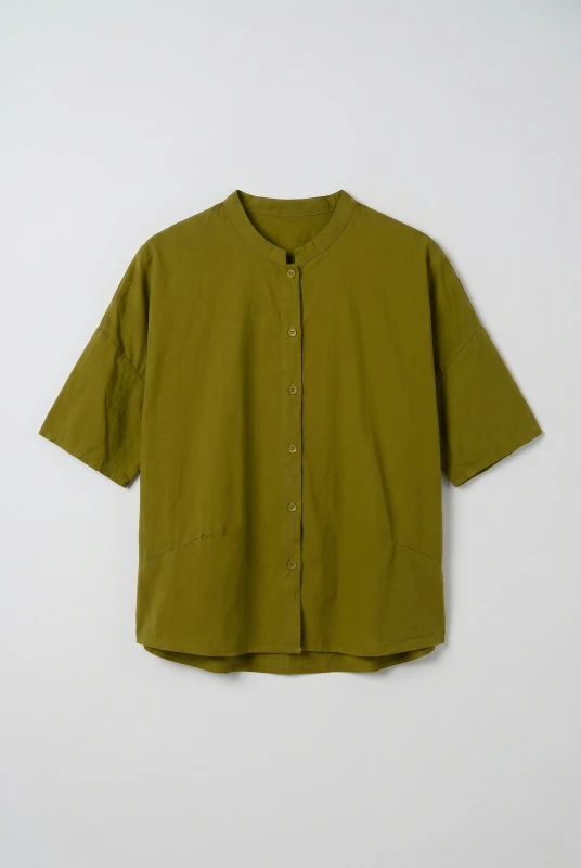 Shirt Mao Neck Short Sleeves 
