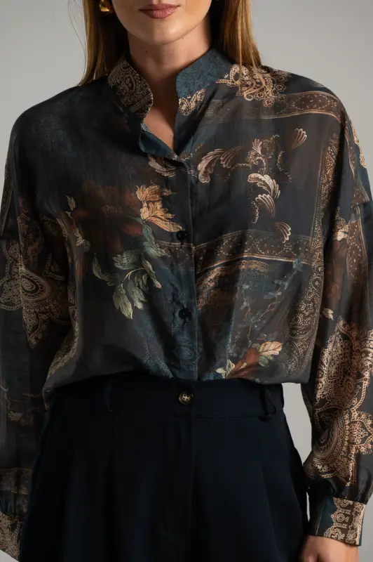 Πουκάμισο Mao Μπαρόκ Μακρύ Μανίκι