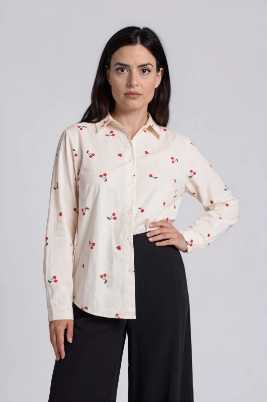 Shirt With Cherries And Hearts