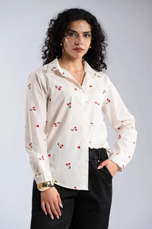Shirt With Cherries And Hearts