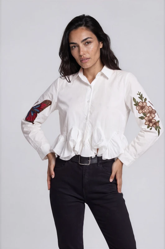 Πουκάμισο με Κέντημα Peplum