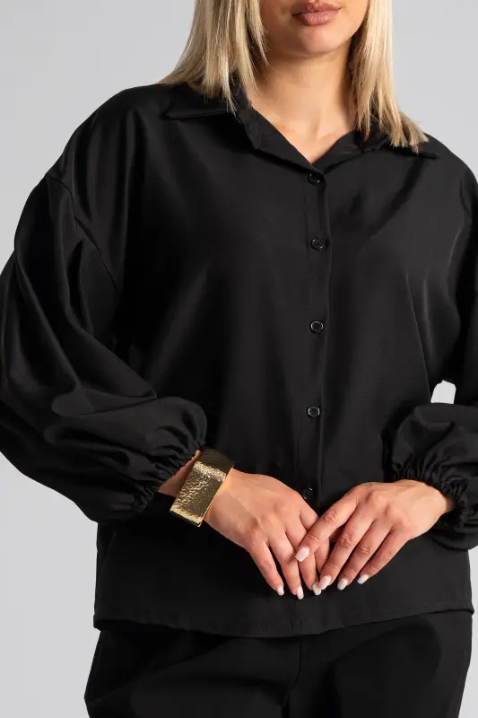 Shirt Solid Color Balloon Sleeve 